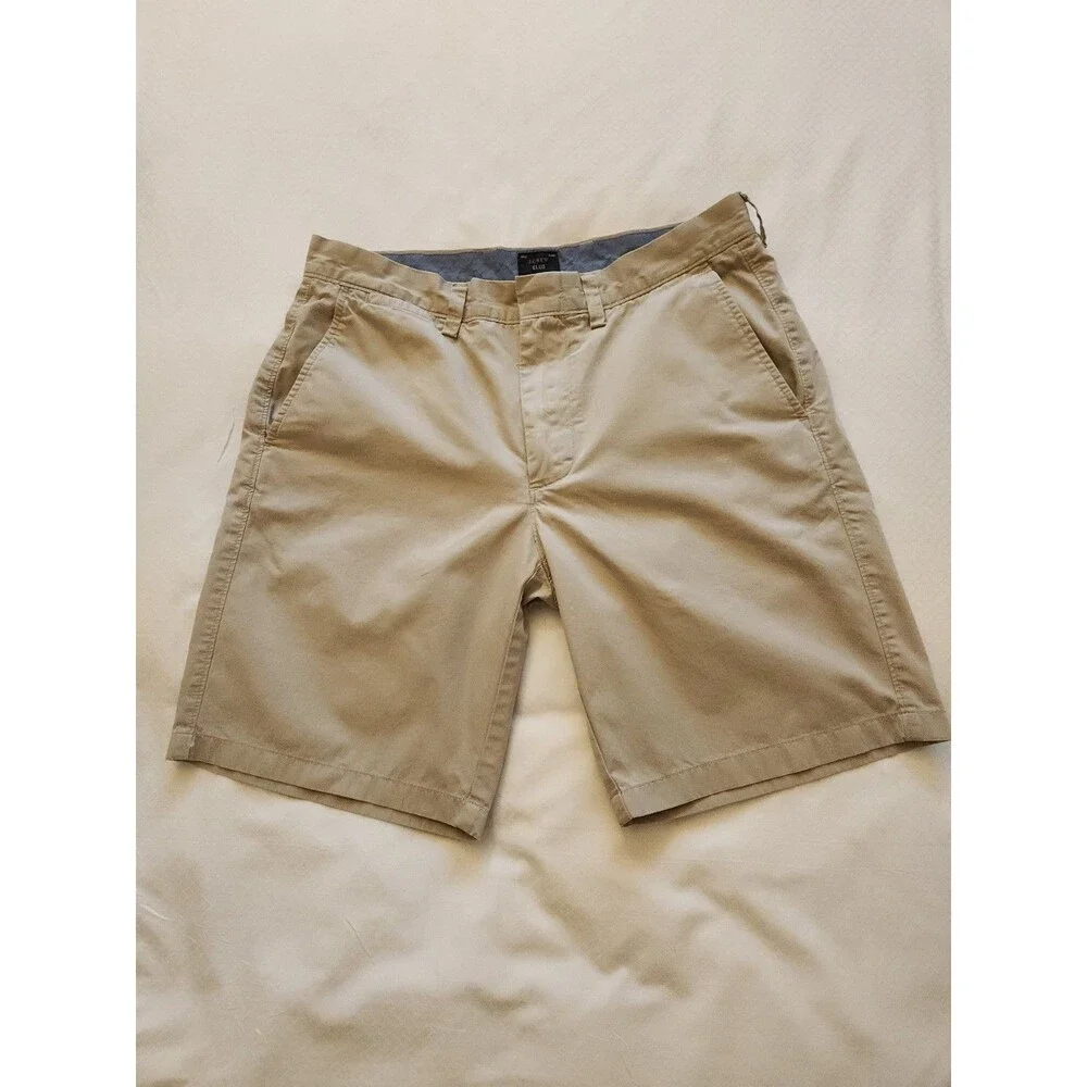 J.Crew Club Mens 31 Waist 9 Inseam Beige Tan Cotton Chino Shorts Classic Fit EUC